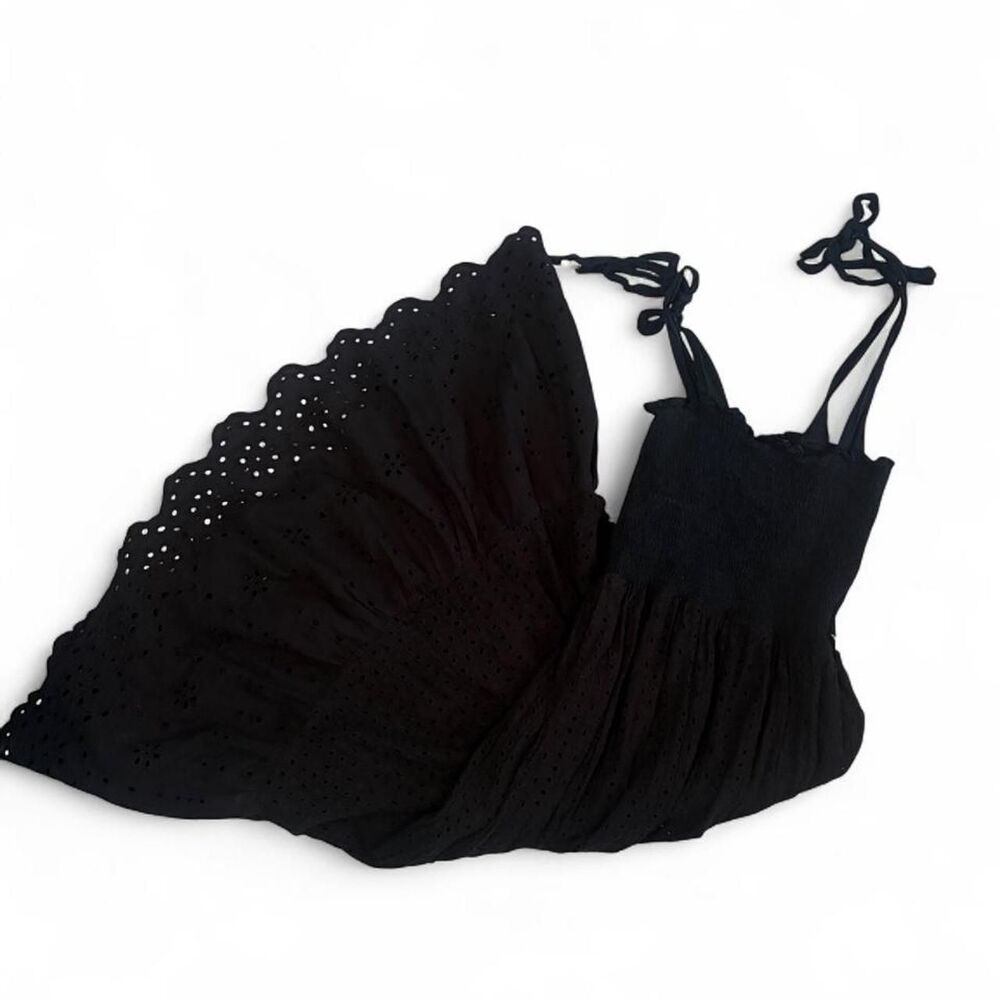 Women's Summer Eyelet Black Maxi Dress